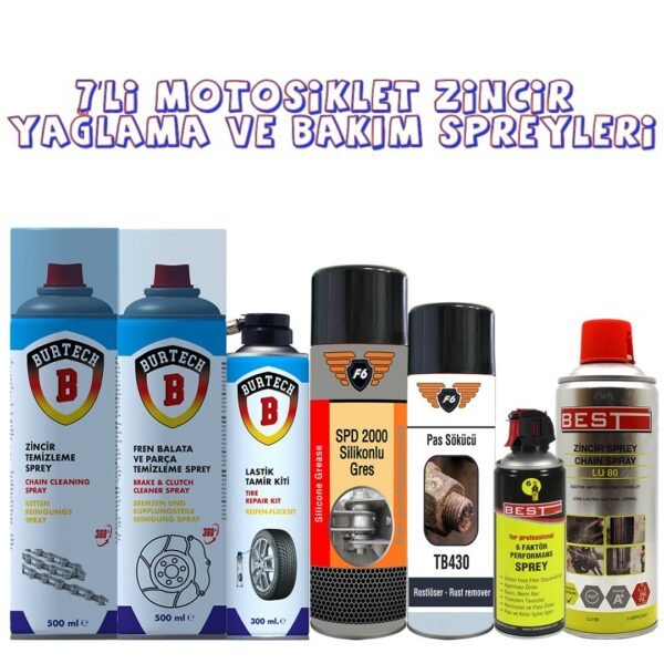 Motosiklet Zincir Temizleme ve Bakım 7' li Set